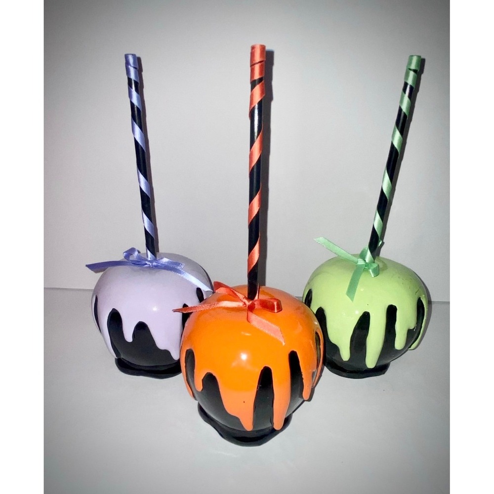 Sweet Treats HALLOWEEN Spooky Decor Candy Apple Decorations - Set of 3